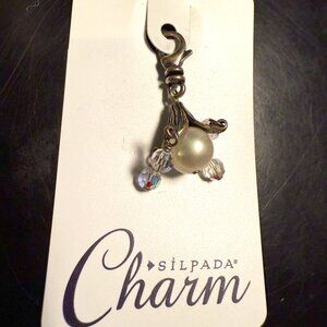 NWT Silpada Sterling Bliss Bits & Crystal Slip On Charm with box